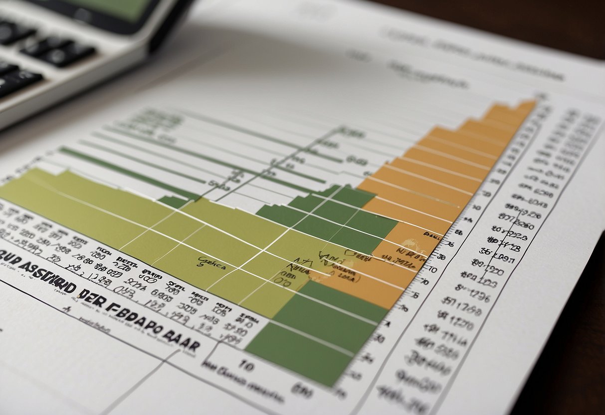 A diverse group of assets, such as stocks, bonds, and real estate, are arranged on a graph, with a clear upward trend, symbolizing successful investment strategies and the importance of financial planning for retirement